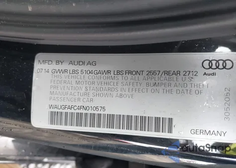 2015 Audi A6 2.0T Premium from USA, damaged, VIN WAUGFAFC4FN010575